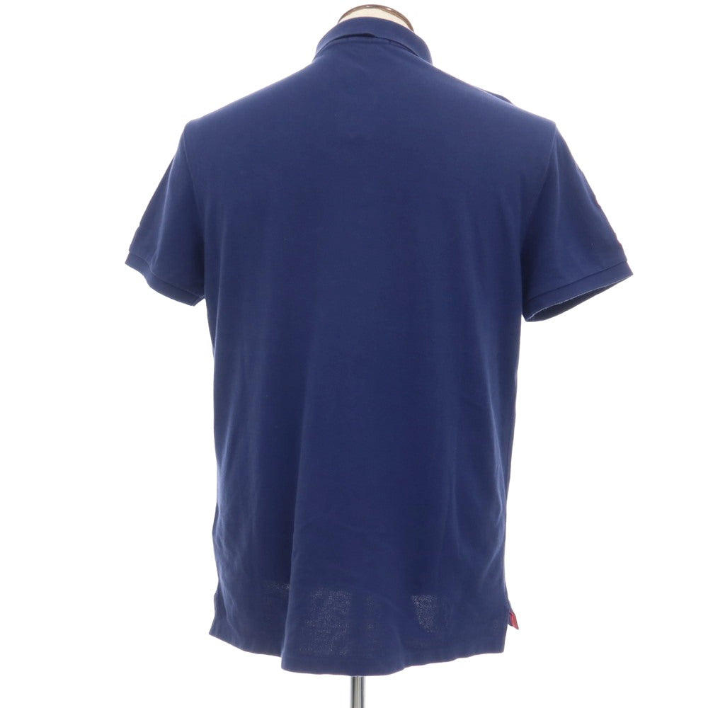【中古】ポロ ラルフローレン Polo Ralph Lauren コットン 鹿の子 半袖ポロシャツ ネイビー【サイズL】【 状態ランクB 】【 メンズ 】