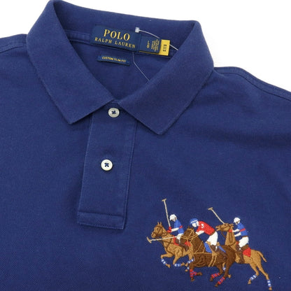 【中古】ポロ ラルフローレン Polo Ralph Lauren コットン 鹿の子 半袖ポロシャツ ネイビー【サイズL】【 状態ランクB 】【 メンズ 】