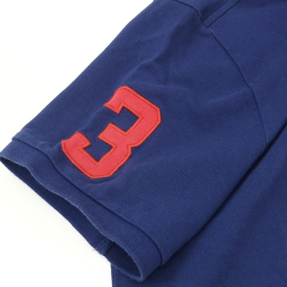 【中古】ポロ ラルフローレン Polo Ralph Lauren コットン 鹿の子 半袖ポロシャツ ネイビー【サイズL】【 状態ランクB 】【 メンズ 】