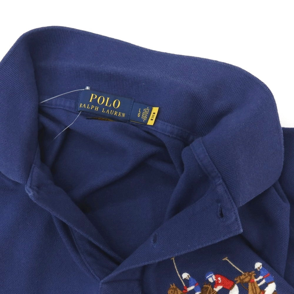 【中古】ポロ ラルフローレン Polo Ralph Lauren コットン 鹿の子 半袖ポロシャツ ネイビー【サイズL】【 状態ランクB 】【 メンズ 】
