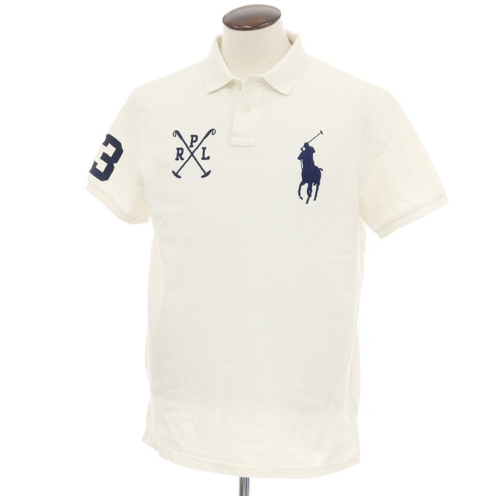 【中古】ポロ ラルフローレン Polo Ralph Lauren コットン 鹿の子 半袖ポロシャツ オフホワイト【サイズL】【 状態ランクB 】【 メンズ 】