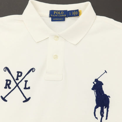 【中古】ポロ ラルフローレン Polo Ralph Lauren コットン 鹿の子 半袖ポロシャツ オフホワイト【サイズL】【 状態ランクB 】【 メンズ 】