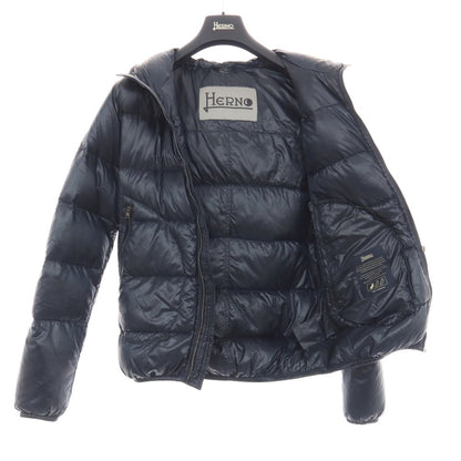 【中古】ヘルノ Herno ナイロン フーデッド ダウンジャケット ネイビー【サイズ44】【 状態ランクA 】【 メンズ 】