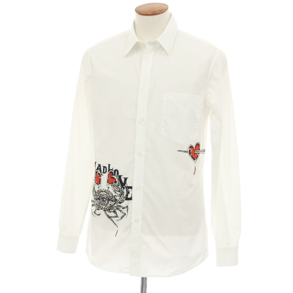 【中古】ジバンシィ GIVENCHY コットン MAD LOVE プリント レギュラーカラー カジュアルシャツ ホワイト【サイズ40】【 状態ランクC 】【 メンズ 】