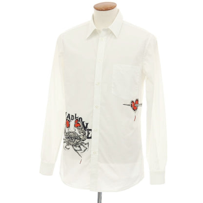 【中古】ジバンシィ GIVENCHY コットン MAD LOVE プリント レギュラーカラー カジュアルシャツ ホワイト【サイズ40】【 状態ランクC 】【 メンズ 】