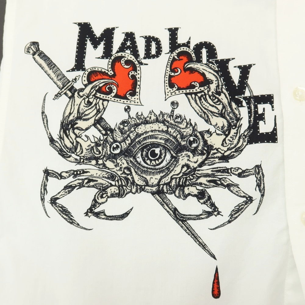 【中古】ジバンシィ GIVENCHY コットン MAD LOVE プリント レギュラーカラー カジュアルシャツ ホワイト【サイズ40】【 状態ランクC 】【 メンズ 】