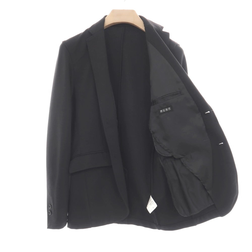 【中古】プラステ PLST ナイロンレーヨンポリエステル ジャージー 2つボタンスーツ セットアップ ブラック【サイズM】【 状態ランクB 】【 メンズ 】