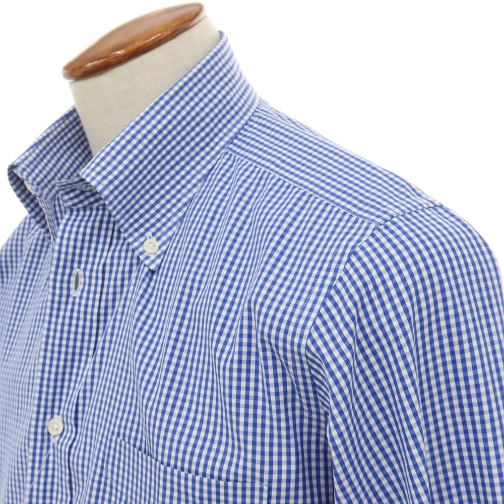 【中古】アザブテーラー azabu tailor コットン ギンガムチェック ボタンダウン ドレスシャツ ブルーxホワイト【サイズ40】【 状態ランクB 】【 メンズ 】