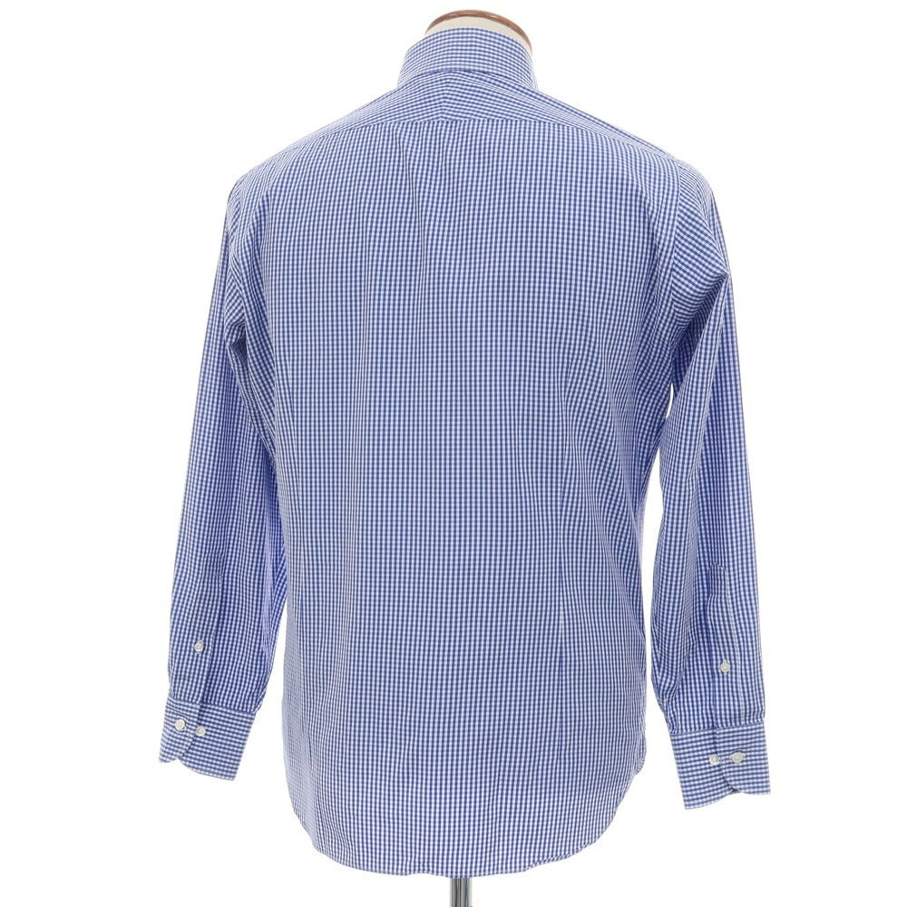 【中古】アザブテーラー azabu tailor コットン ギンガムチェック ボタンダウン ドレスシャツ ブルーxホワイト【サイズ40】【 状態ランクB 】【 メンズ 】