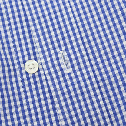 【中古】アザブテーラー azabu tailor コットン ギンガムチェック ボタンダウン ドレスシャツ ブルーxホワイト【サイズ40】【 状態ランクB 】【 メンズ 】