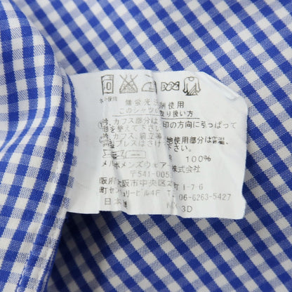 【中古】アザブテーラー azabu tailor コットン ギンガムチェック ボタンダウン ドレスシャツ ブルーxホワイト【サイズ40】【 状態ランクB 】【 メンズ 】