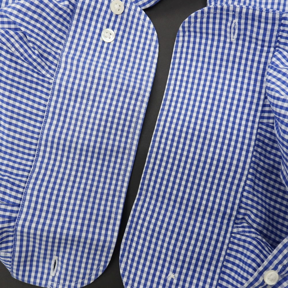 【中古】アザブテーラー azabu tailor コットン ギンガムチェック ボタンダウン ドレスシャツ ブルーxホワイト【サイズ40】【 状態ランクB 】【 メンズ 】