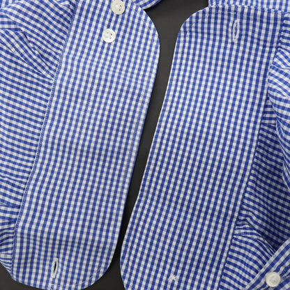 【中古】アザブテーラー azabu tailor コットン ギンガムチェック ボタンダウン ドレスシャツ ブルーxホワイト【サイズ40】【 状態ランクB 】【 メンズ 】