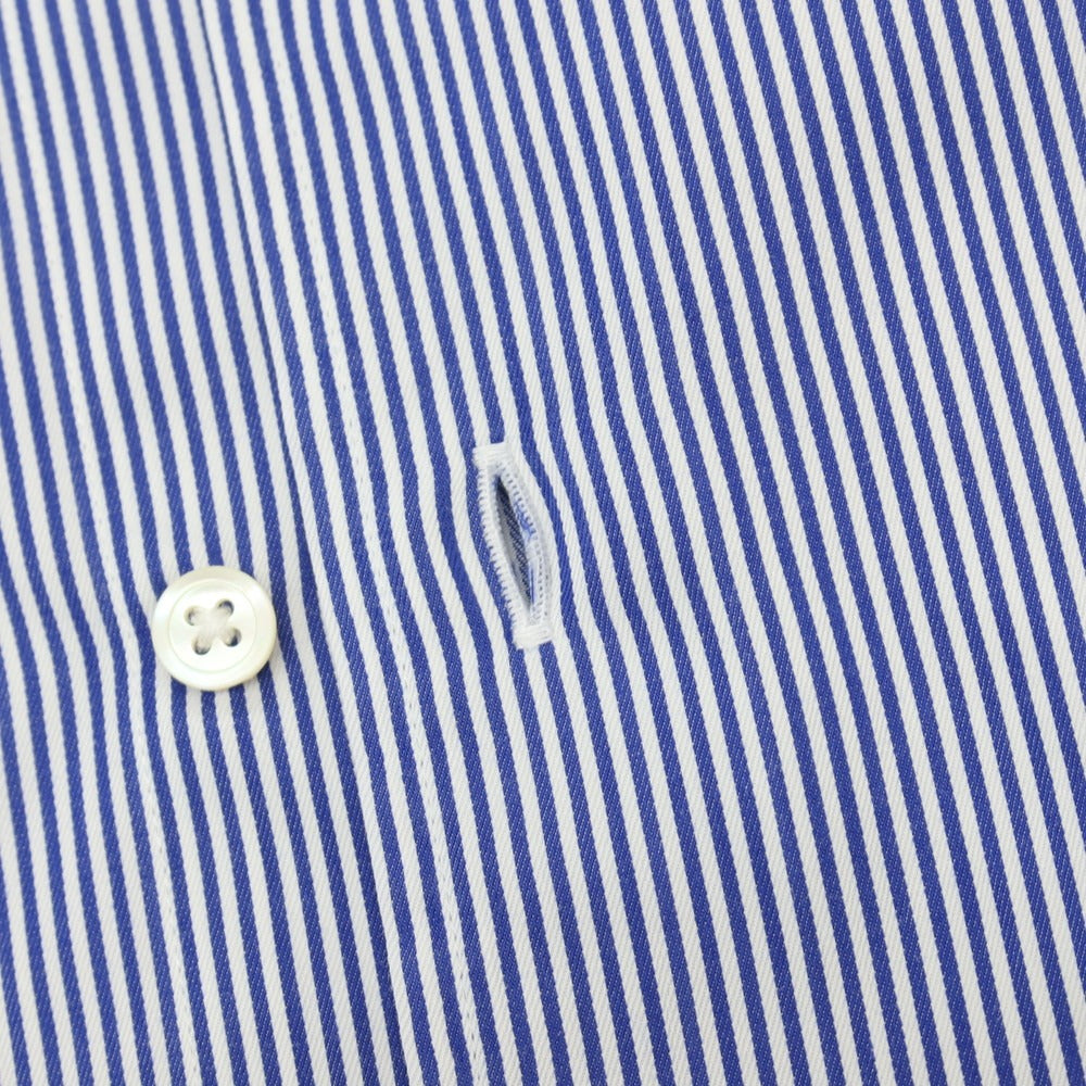 【中古】アザブテーラー azabu tailor コットン ストライプ セミワイドカラー ドレスシャツ ブルーxホワイト【サイズ41】【 状態ランクB 】【 メンズ 】