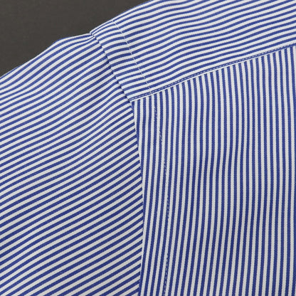 【中古】アザブテーラー azabu tailor コットン ストライプ セミワイドカラー ドレスシャツ ブルーxホワイト【サイズ41】【 状態ランクB 】【 メンズ 】