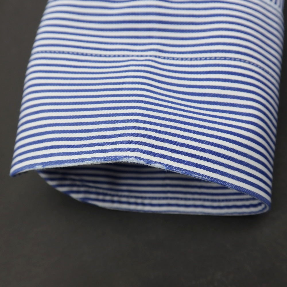 【中古】アザブテーラー azabu tailor コットン ストライプ セミワイドカラー ドレスシャツ ブルーxホワイト【サイズ41】【 状態ランクB 】【 メンズ 】