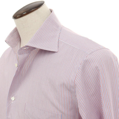 【中古】アザブテーラー azabu tailor コットン ストライプ セミワイドカラー ドレスシャツ レッドxブルー【サイズ41】【 状態ランクB 】【 メンズ 】