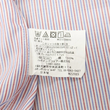 【中古】アザブテーラー azabu tailor コットン ストライプ セミワイドカラー ドレスシャツ レッドxブルー【サイズ41】【 状態ランクB 】【 メンズ 】