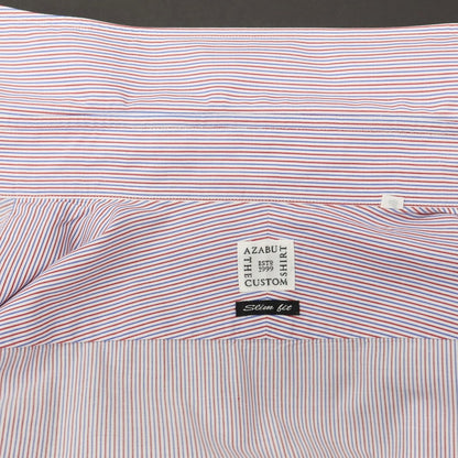 【中古】アザブテーラー azabu tailor コットン ストライプ セミワイドカラー ドレスシャツ レッドxブルー【サイズ41】【 状態ランクB 】【 メンズ 】