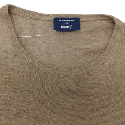 【中古】モルガノ morgano BEAMS F別注 リネンコットン クルーネック 半袖 プルオーバーニット ブラウン【サイズ48】【 状態ランクB 】【 メンズ 】