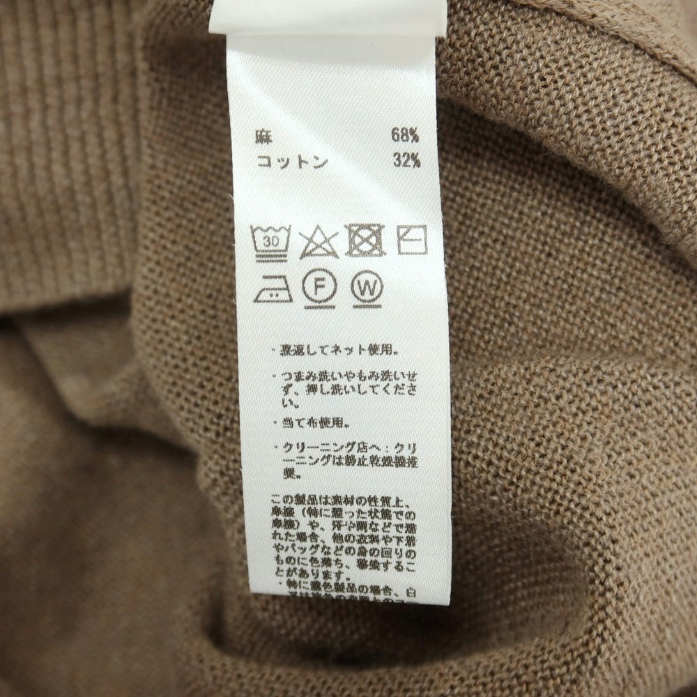 【中古】モルガノ morgano BEAMS F別注 リネンコットン クルーネック 半袖 プルオーバーニット ブラウン【サイズ48】【 状態ランクB 】【 メンズ 】