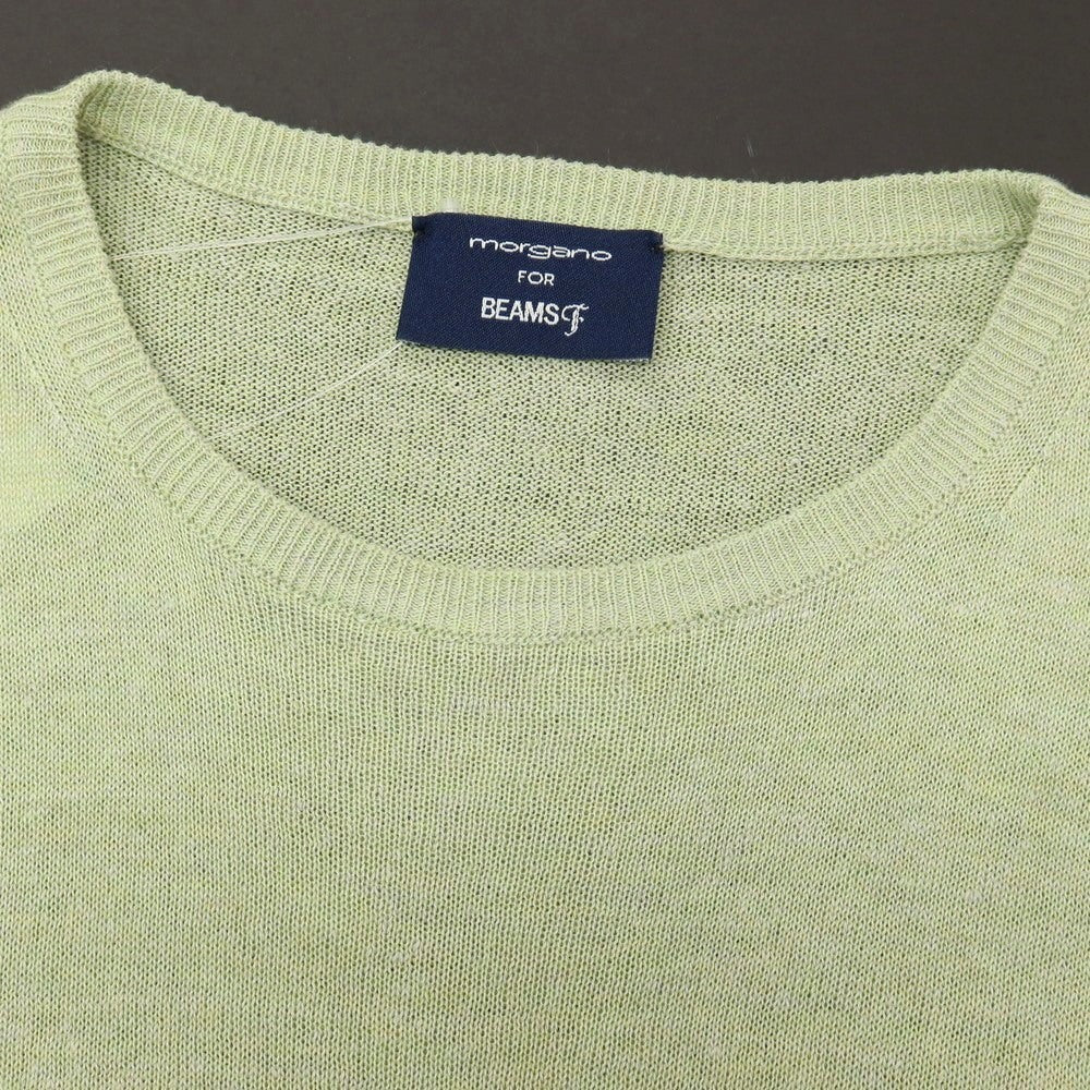 【中古】モルガノ morgano BEAMS F別注 リネンコットン クルーネック 半袖 プルオーバーニット ライトグリーン【サイズ48】【 状態ランクB 】【 メンズ 】