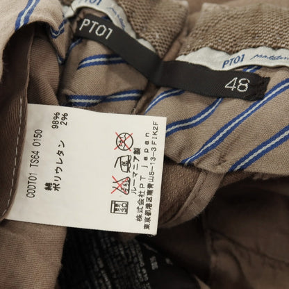 【中古】ピーティーゼロウーノ PT01 BEAMS F別注 ストレッチ コットン カジュアルスラックスパンツ ブラウン【サイズ48】【 状態ランクC 】【 メンズ 】