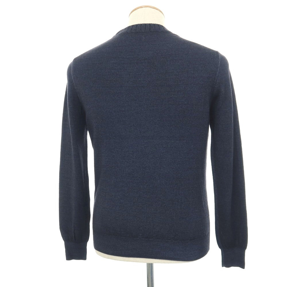 【中古】クルチアーニ CRUCIANI ウール クルーネック プルオーバーニット ネイビー【サイズ44】【 状態ランクC 】【 メンズ 】