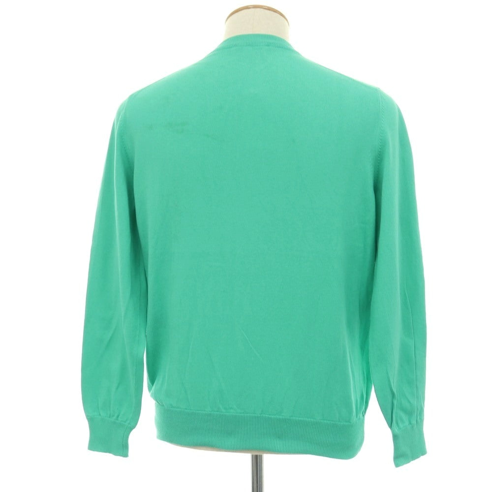 【中古】セッテフィーリ カシミア Settefili Cashmere コットン Vネック プルオーバーニット エメラルドグリーン【サイズ46】【 状態ランクB 】【 メンズ 】
