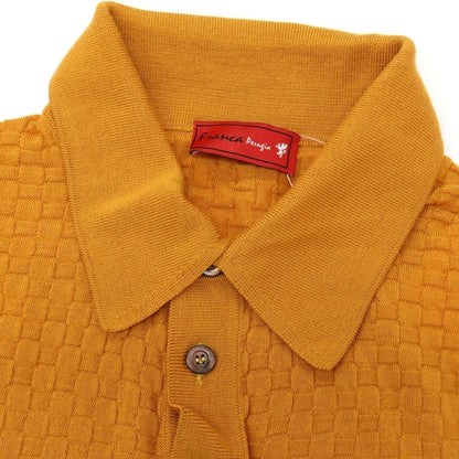 【中古】プリングル1815 PRINGLE 1815 ウール バスケット柄 長袖 ポロニット ライトオレンジ【サイズ44】【 状態ランクA 】【 メンズ 】