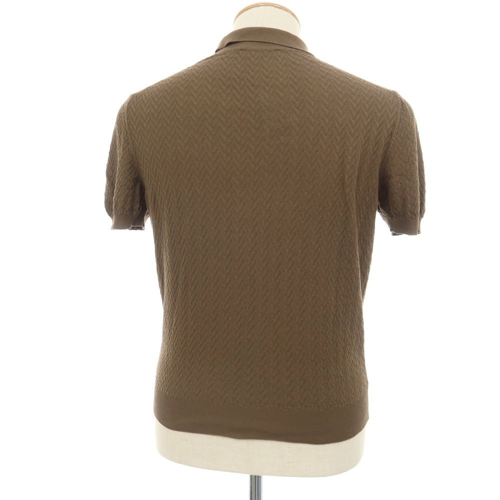 【中古】グランサッソ GRAN SASSO フレッシュコットン 半袖 ポロニット アッシュブラウン【サイズ44】【 状態ランクB 】【 メンズ 】
