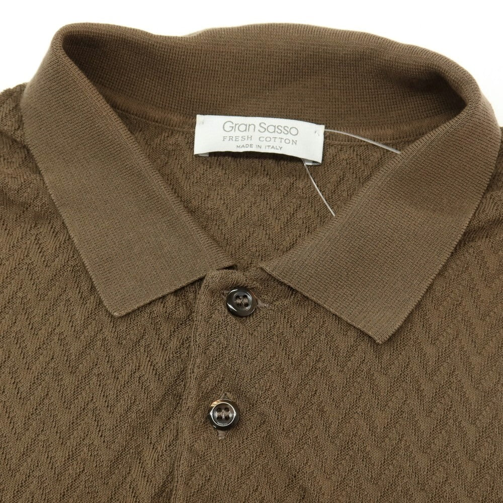 【中古】グランサッソ GRAN SASSO フレッシュコットン 半袖 ポロニット アッシュブラウン【サイズ44】【 状態ランクB 】【 メンズ 】