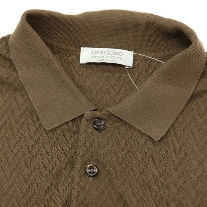 【中古】グランサッソ GRAN SASSO フレッシュコットン 半袖 ポロニット アッシュブラウン【サイズ44】【 状態ランクB 】【 メンズ 】