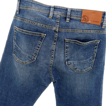 【中古】シビリア SIVIGLIA ストレッチ コットン デニムパンツ ジーンズ ネイビーブルー系【サイズ29】【 状態ランクC 】【 メンズ 】