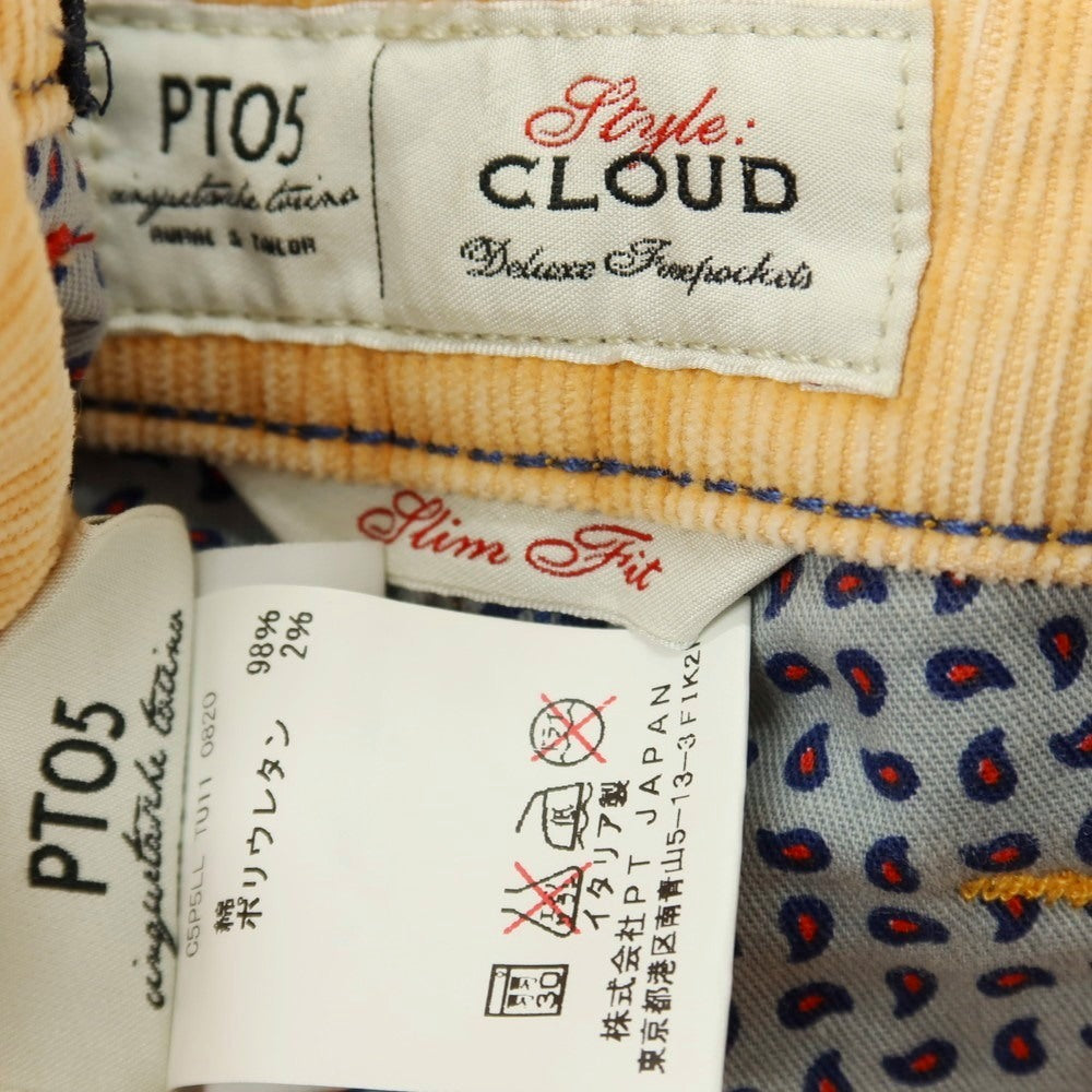 【中古】ピーティーゼロチンクエ PT05 ストレッチ コットン 細畝 コーデュロイパンツ ライトオレンジ【サイズ28】【 状態ランクB 】【 メンズ 】