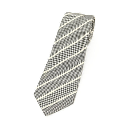 【新品】ステファノリッチ STEFANO RICCI LUXURY COLLECTION シルク ストライプ柄ネクタイ ブラックxホワイト【 状態ランクN 】【 メンズ 】