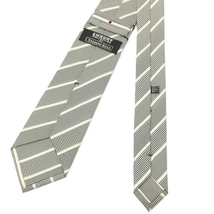【新品】ステファノリッチ STEFANO RICCI LUXURY COLLECTION シルク ストライプ柄ネクタイ ブラックxホワイト【 状態ランクN 】【 メンズ 】