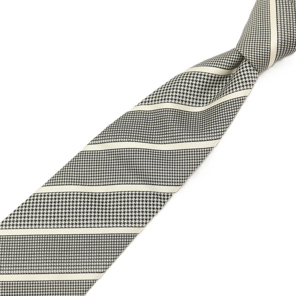 【新品】ステファノリッチ STEFANO RICCI LUXURY COLLECTION シルク ストライプ柄ネクタイ ブラックxホワイト【 状態ランクN 】【 メンズ 】