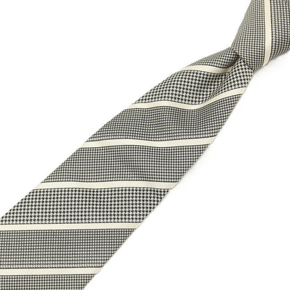 【新品】ステファノリッチ STEFANO RICCI LUXURY COLLECTION シルク ストライプ柄ネクタイ ブラックxホワイト【 状態ランクN 】【 メンズ 】