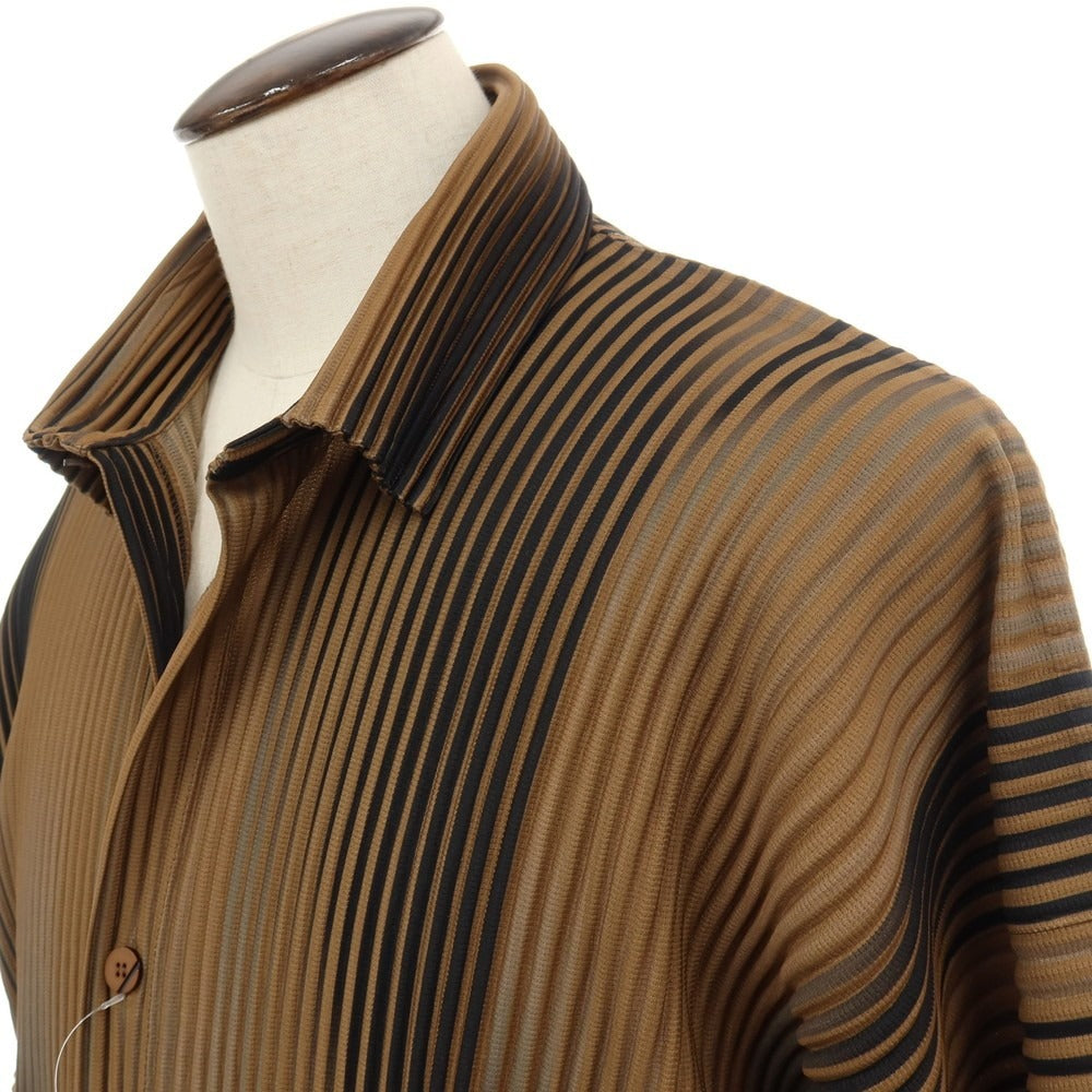 【中古】オム プリッセ イッセイミヤケ HOMME PLISSE ISSEY MIYAKE 2026年秋冬 プリーツ ロングシャツ ブラウン【サイズ表記なし（L位）】【 状態ランクA 】【 メンズ 】