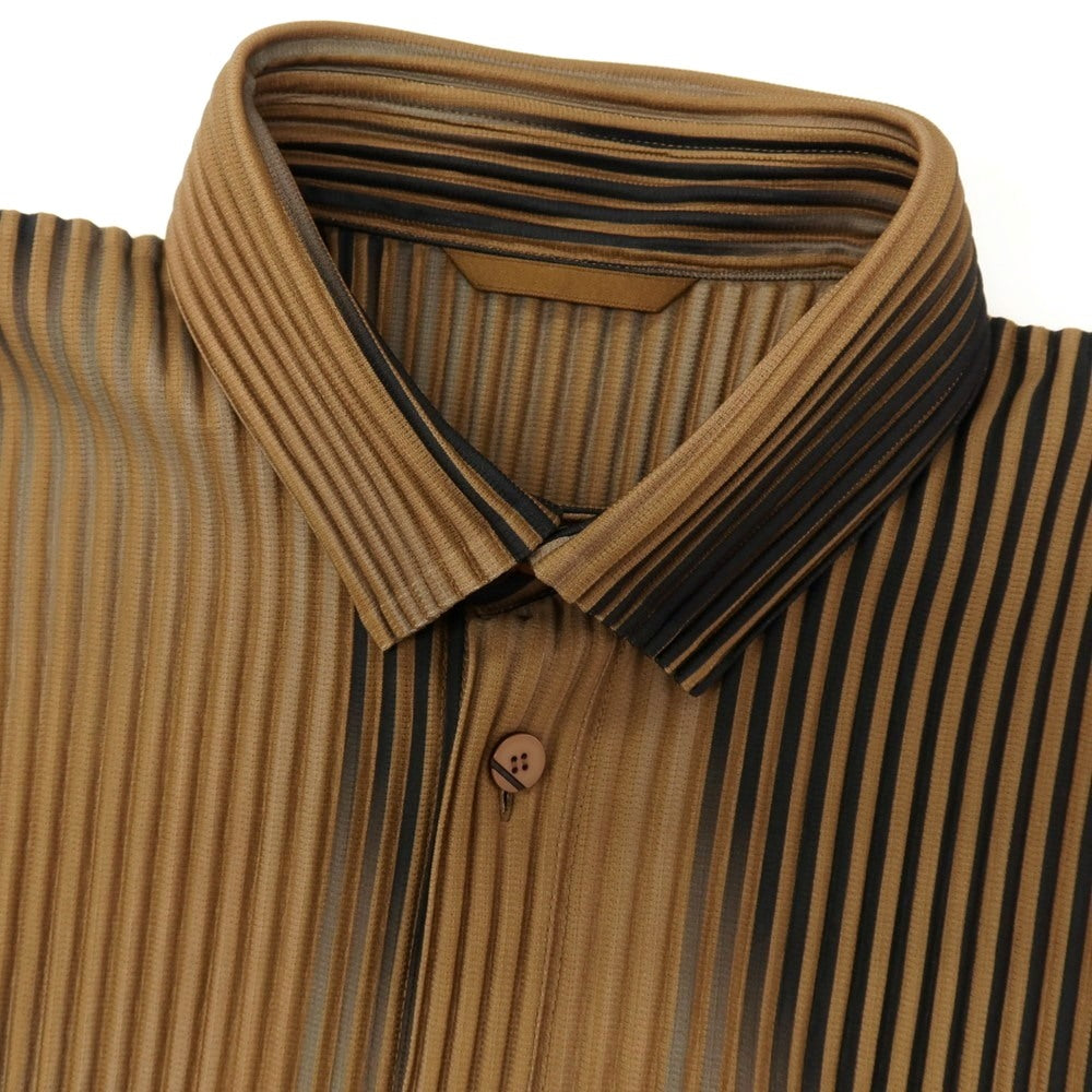【中古】オム プリッセ イッセイミヤケ HOMME PLISSE ISSEY MIYAKE 2026年秋冬 プリーツ ロングシャツ ブラウン【サイズ表記なし（L位）】【 状態ランクA 】【 メンズ 】