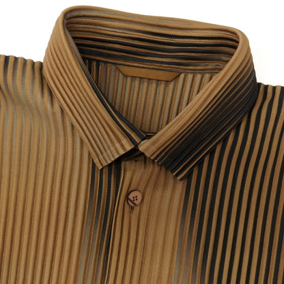 【中古】オム プリッセ イッセイミヤケ HOMME PLISSE ISSEY MIYAKE 2026年秋冬 プリーツ ロングシャツ ブラウン【サイズ表記なし（L位）】【 状態ランクA 】【 メンズ 】