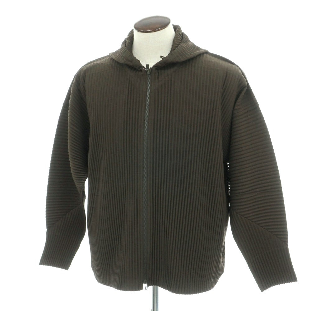 【中古】オム プリッセ イッセイミヤケ HOMME PLISSE ISSEY MIYAKE 2026年秋冬 プリーツ ダブルジップ パーカー グレイッシュオリーブ【サイズ表記なし（L位）】【 状態ランクA 】【 メンズ 】