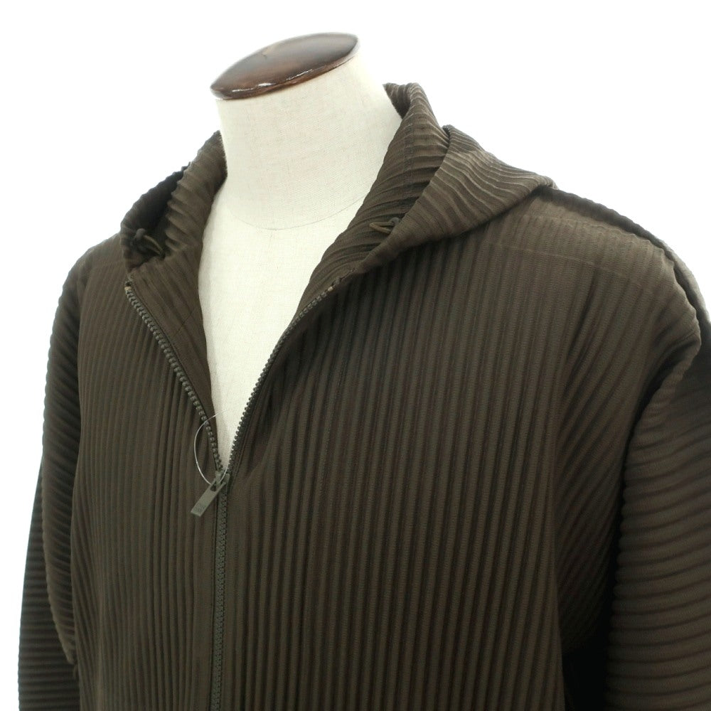 【中古】オム プリッセ イッセイミヤケ HOMME PLISSE ISSEY MIYAKE 2026年秋冬 プリーツ ダブルジップ パーカー グレイッシュオリーブ【サイズ表記なし（L位）】【 状態ランクA 】【 メンズ 】