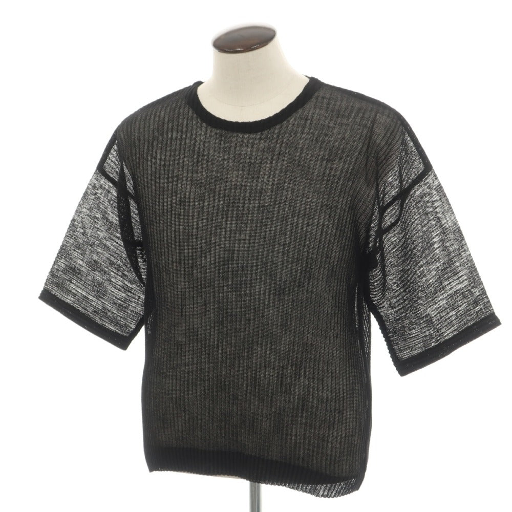 【中古】オム プリッセ イッセイミヤケ HOMME PLISSE ISSEY MIYAKE 2026年秋冬 プリーツ メッシュ 半袖カットソー ブラック【サイズ表記なし（L位）】【 状態ランクA 】【 メンズ 】