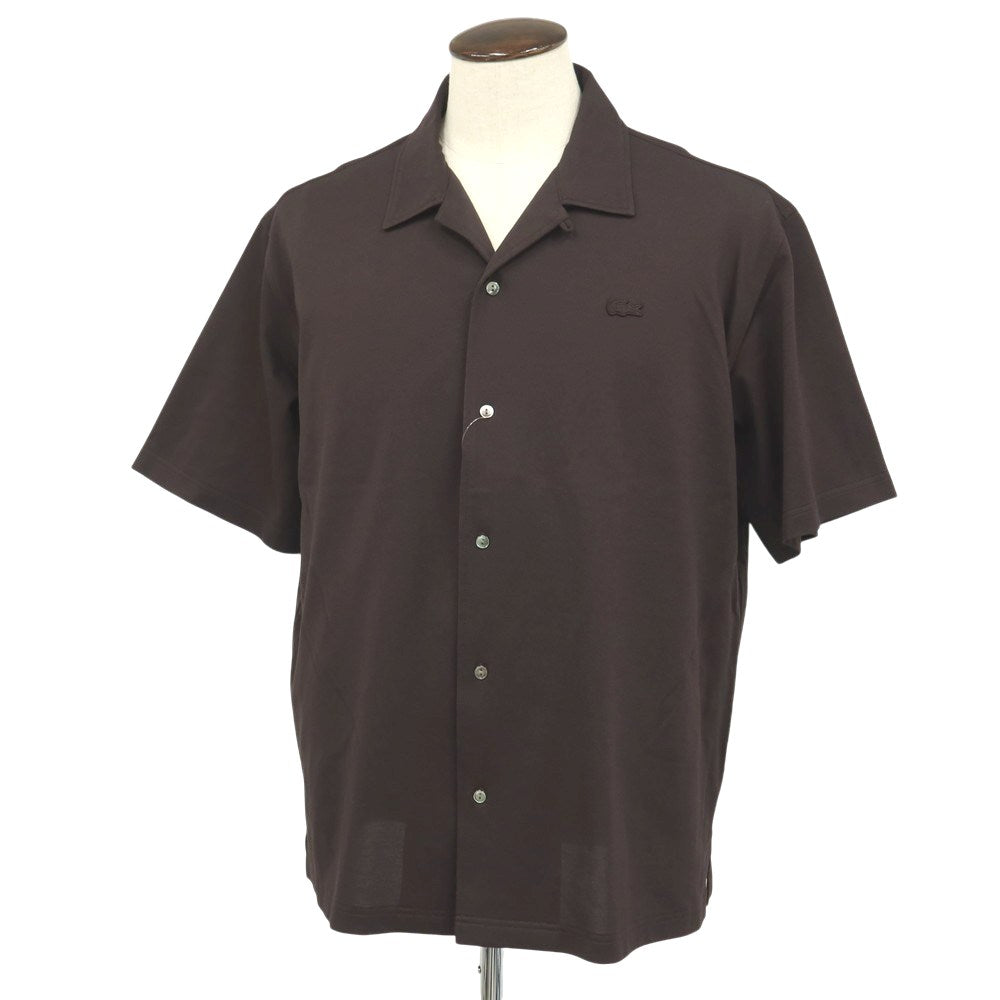 【中古】ラコステ LACOSTE ポリエステル系 オープンカラー 半袖シャツ ブラウン【サイズ41】【 状態ランクA 】【 メンズ 】