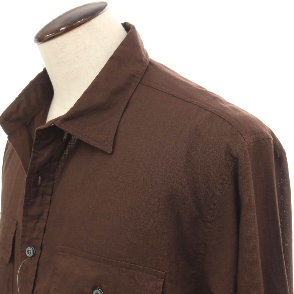 【中古】ブルックスブラザーズ Brooks Brothers リネン系 レギュラーカラー カジュアルシャツ ブラウン【サイズXL】【 状態ランクA 】【 メンズ 】