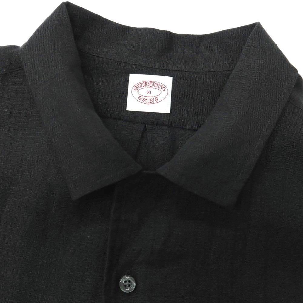 【中古】ブルックスブラザーズ Brooks Brothers リネン系 オープンカラー 半袖シャツ ブラック【サイズXL】【 状態ランクA 】【 メンズ 】