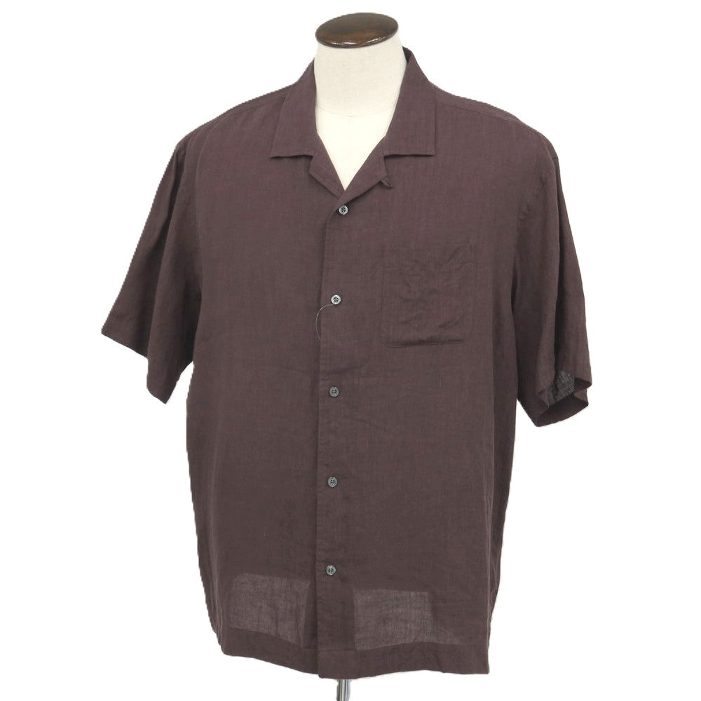 【中古】ブルックスブラザーズ Brooks Brothers リネン系 オープンカラー 半袖シャツ ダークパープル系【サイズXL】【 状態ランクA 】【 メンズ 】