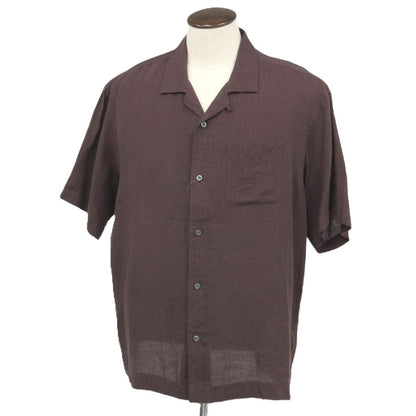 【中古】ブルックスブラザーズ Brooks Brothers リネン系 オープンカラー 半袖シャツ ダークパープル系【サイズXL】【 状態ランクA 】【 メンズ 】